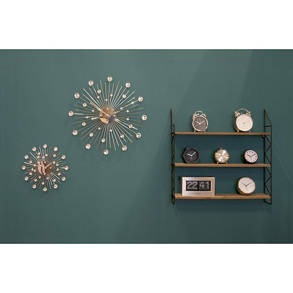 Horloge ronde en métal Sunburst 30 cm Chrome