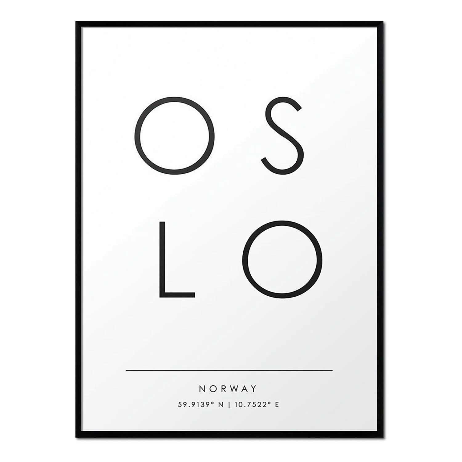 CIUDADES - Affiche avec cadre noir - Oslo - 50x70