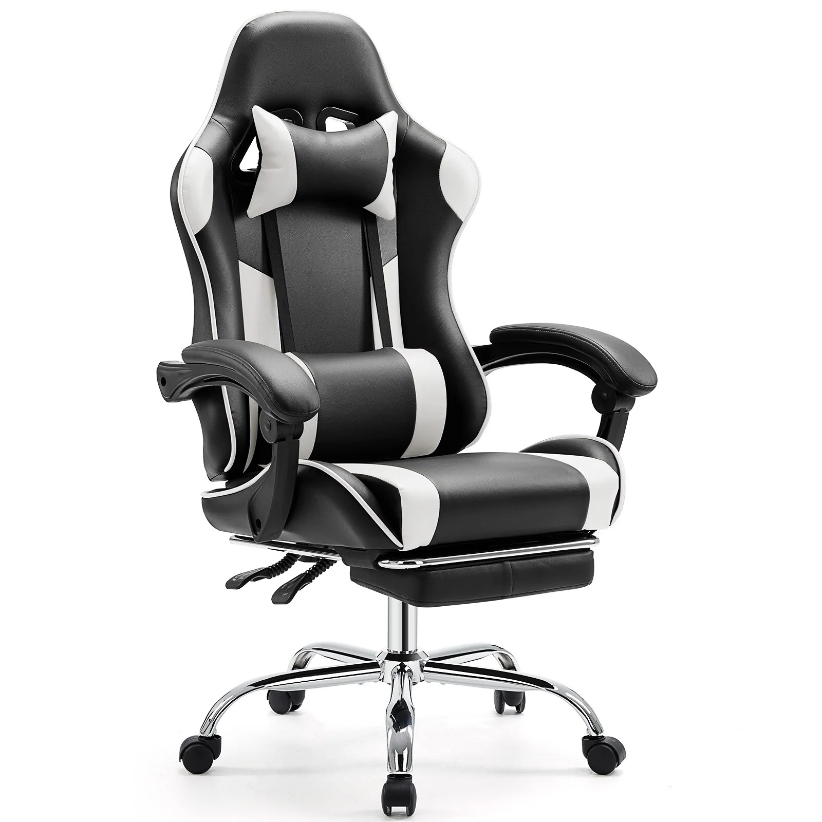 Ergonomic PU Leather 360° Swivel Gaming Recliner with Footrest, Headrest, Lumbar Support, Adjustable Height