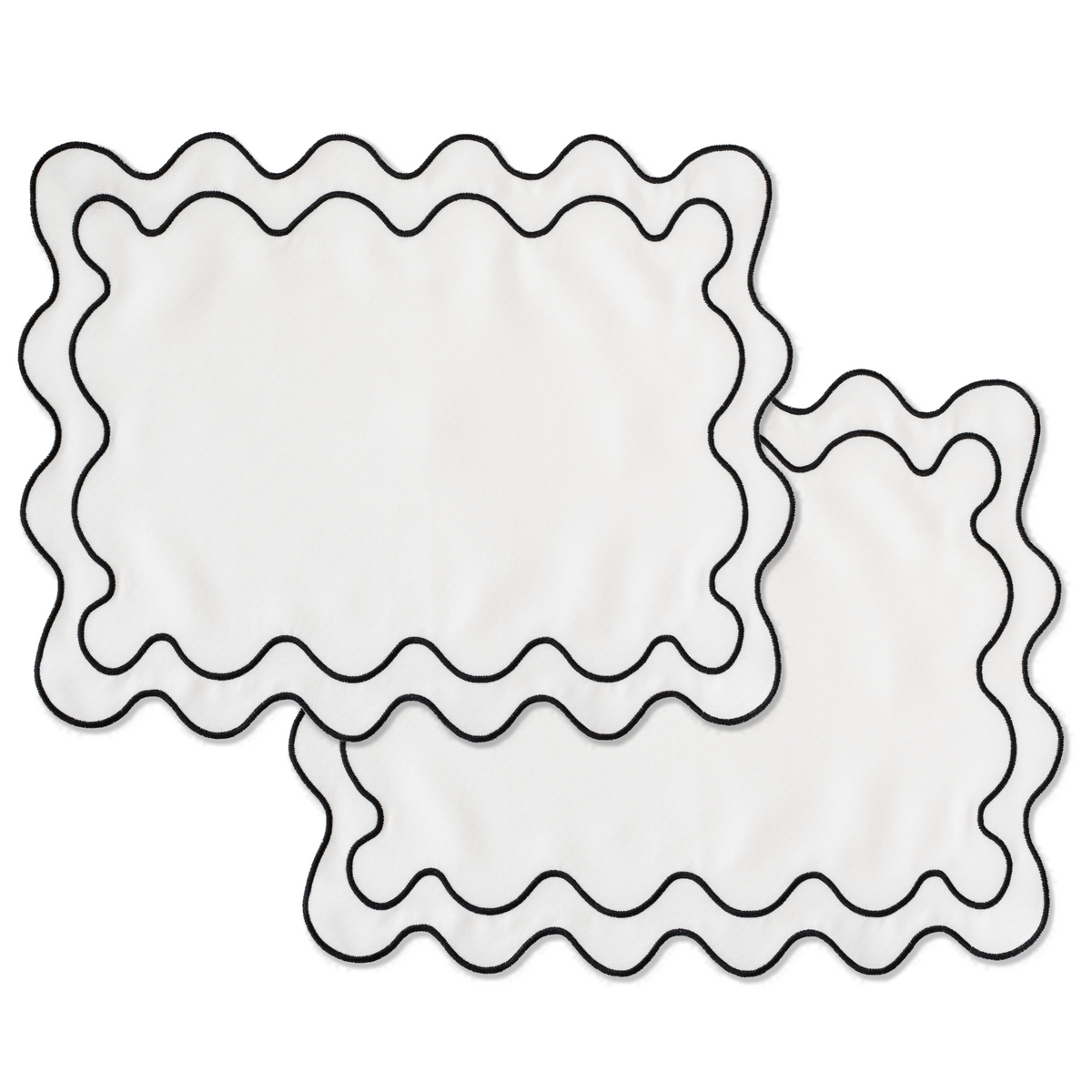 Kulu Club placemats Wavy - linnenmix - wit - set van 2