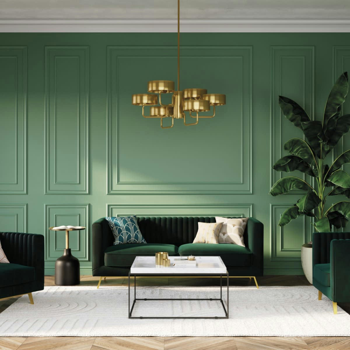 GATSBY - Canapé 2 places en velours vert foncé