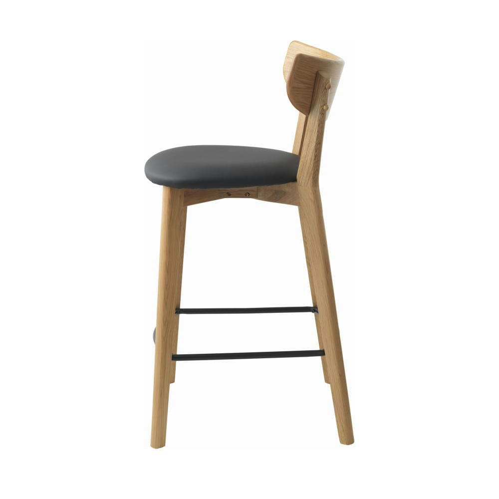 AUDE - Lot de 2 chaises de bar en bois et simili H67cm bois clair