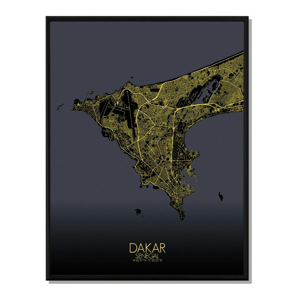 - Affiche Dakar Carte Nuit 40x50