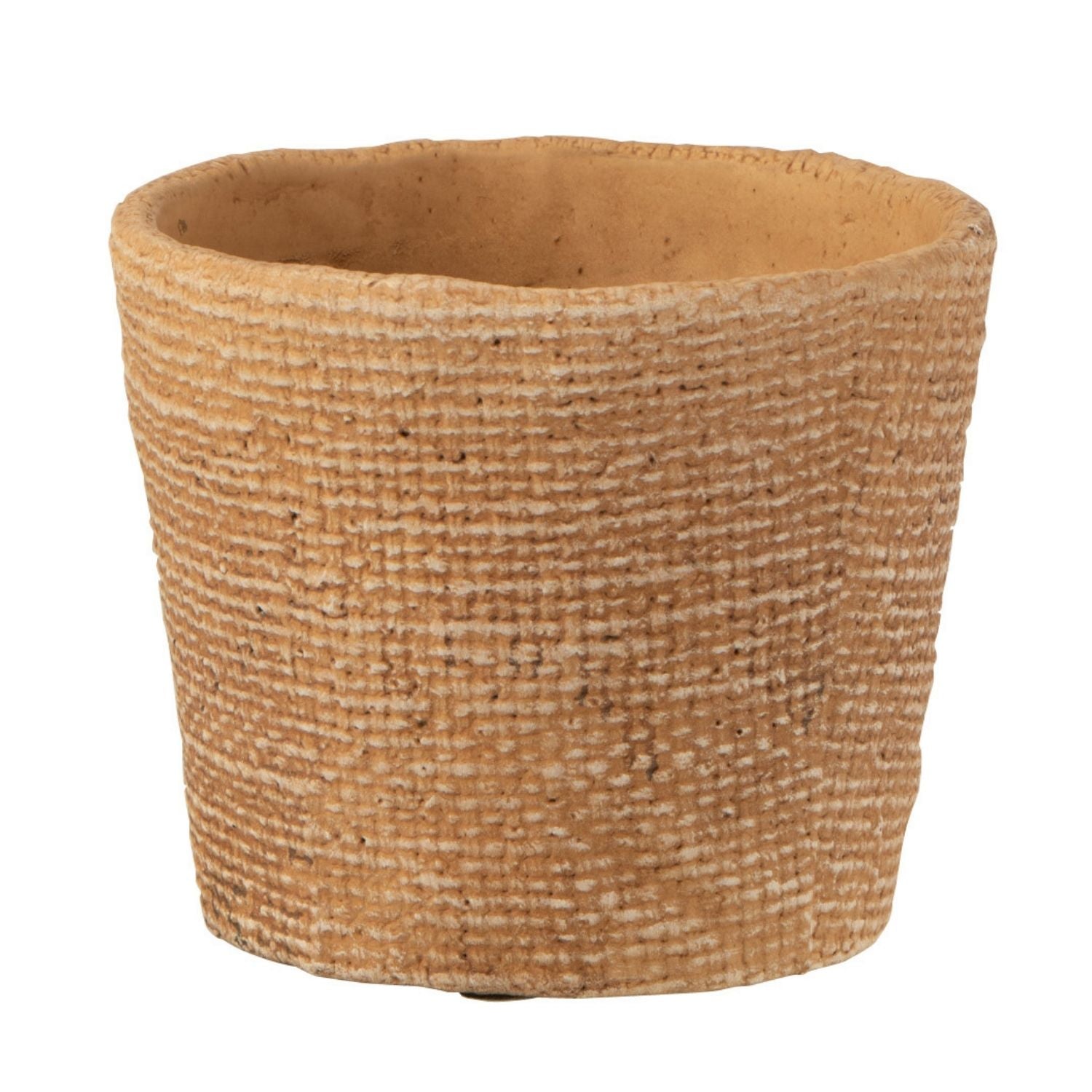 J-Line bloempot Bistro - cement - naturel - small - 2 stuks - Ø 12.5 cm