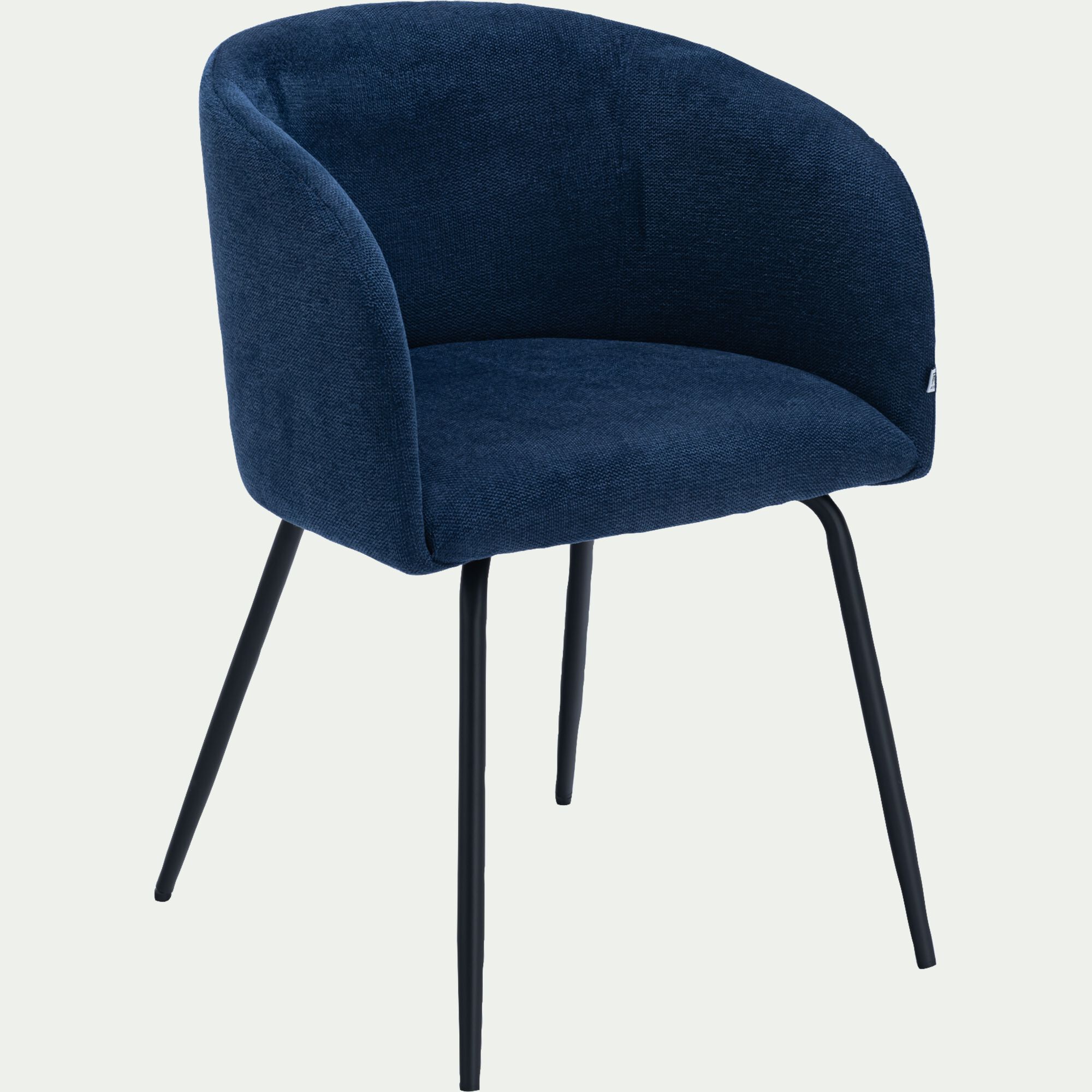 PEILLE - Chaise en tissu et métal avec accoudoirs - bleu figuerolles