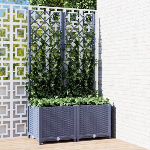 NNEVL Garden Planter with Trellis Dark Grey 80x40x136 cm PP