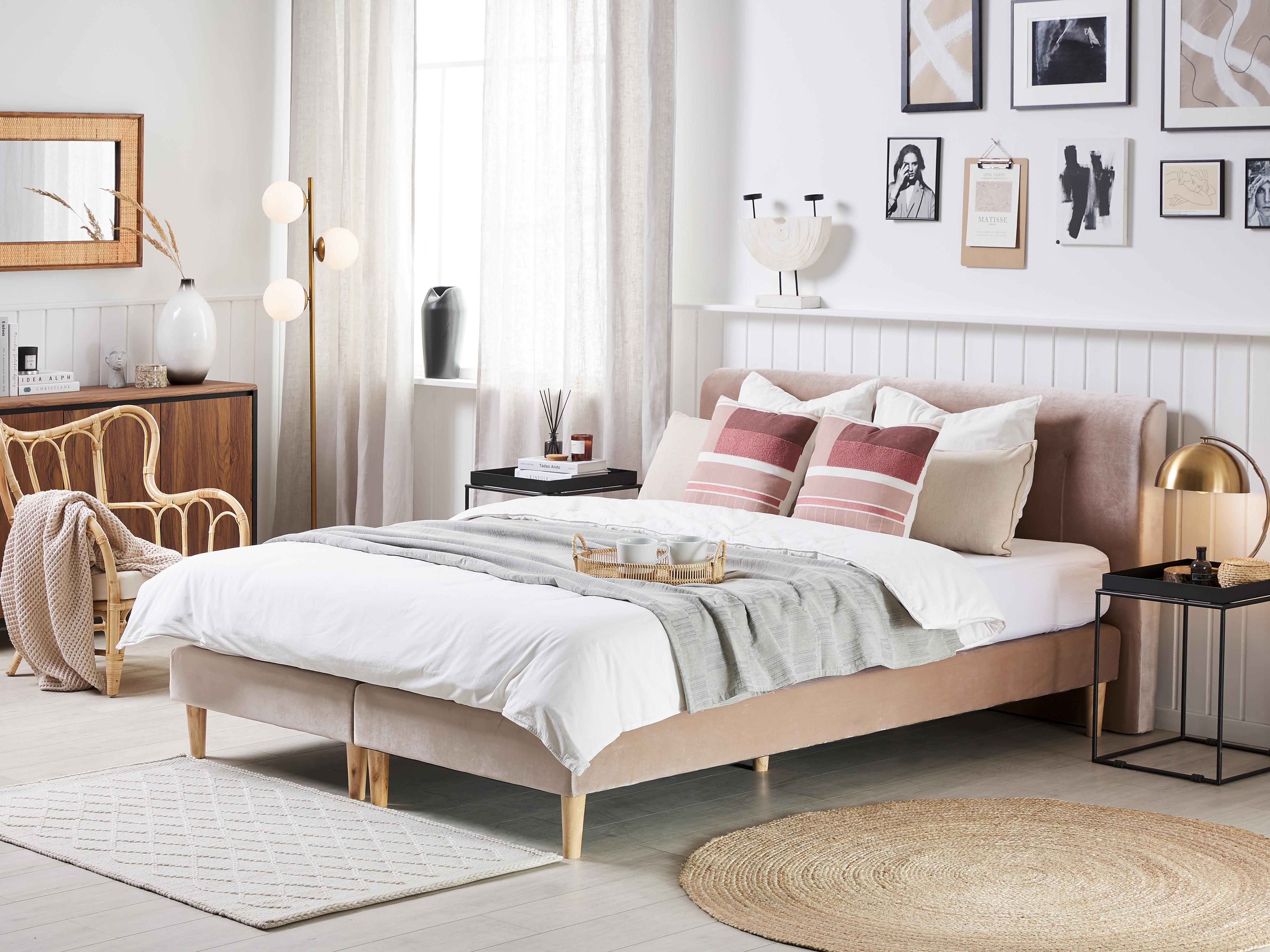 Divan Bed Velvet MARQUISE 160 x 200 cm (EU King Size) Beige