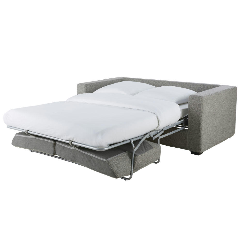 Milano - Canapé convertible 2/3 places en toile gris taupe, matelas 12 cm
