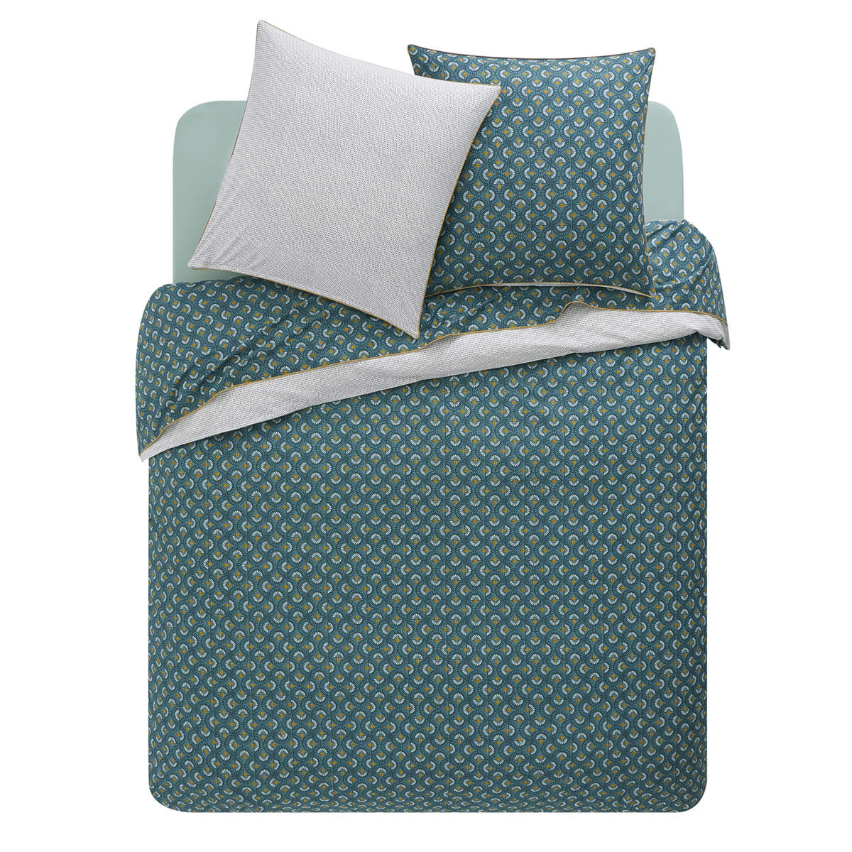 ECLIPSE - Housse de couette imprimée en percale de coton émeraude 260x240
