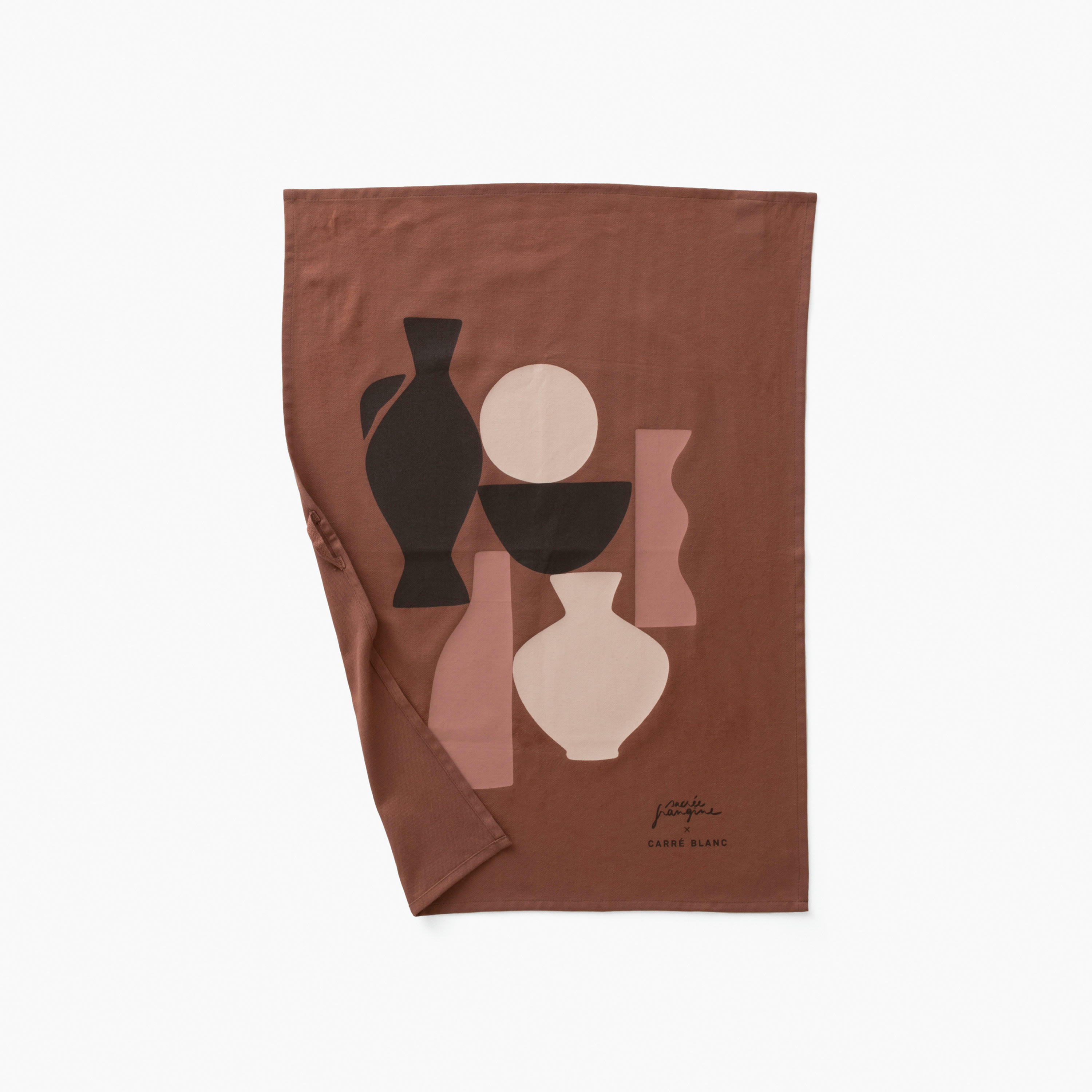 SAFI - Torchon de cuisine Terre Cuite imprimé rouge 50 x 70 cm