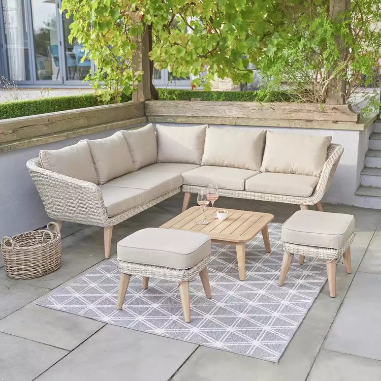 Pacific Cabon 8 Seater Rattan Effect Garden Corner Sofa Set