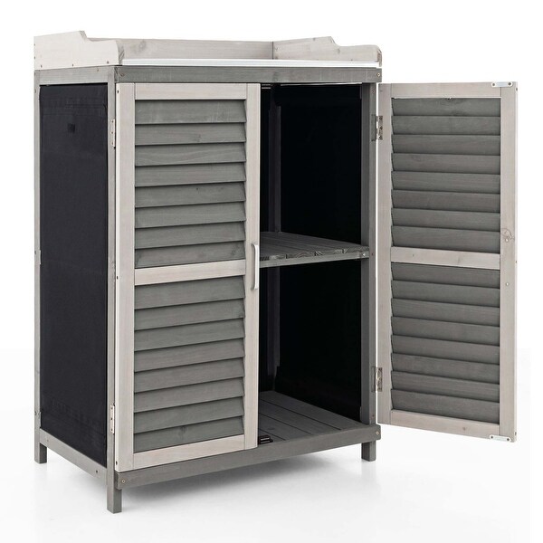 Costway Outdoor Potting Bench Table, Garden Storage Cabinet with Metal - See Details