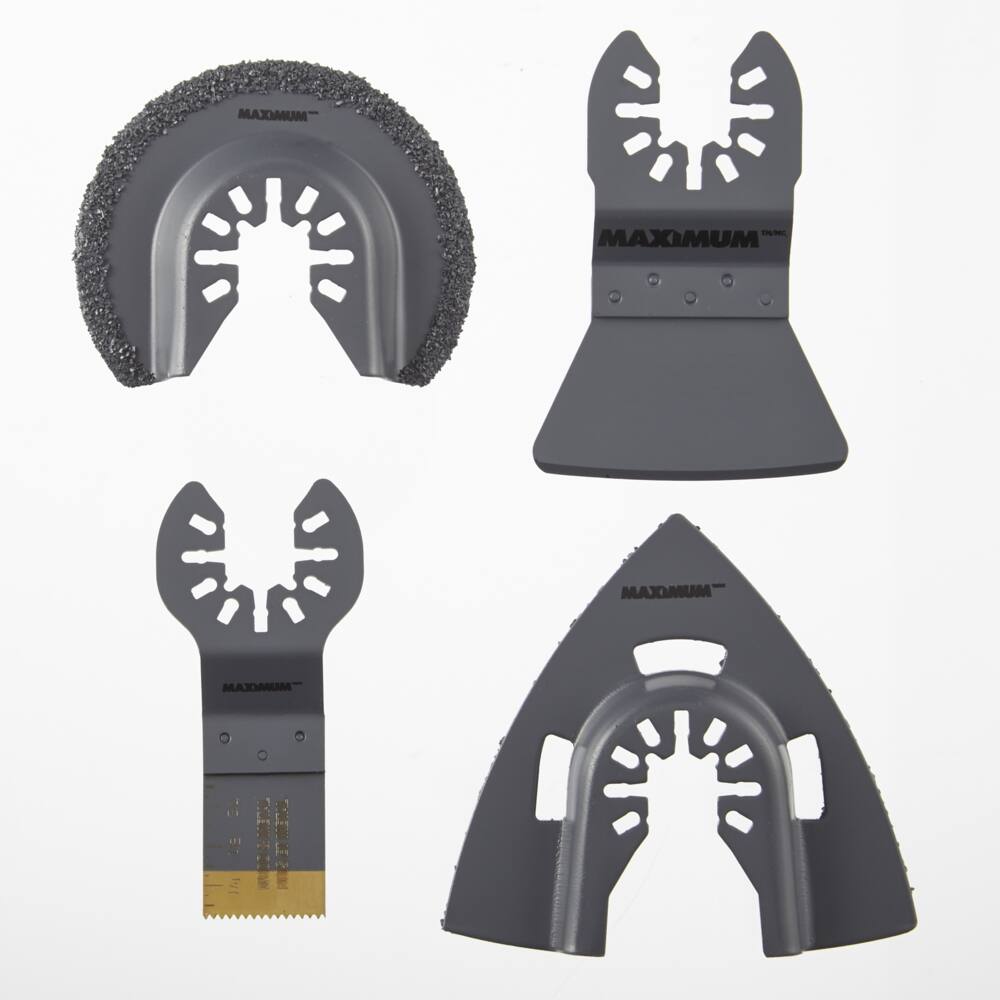 MAXIMUM Oscillating Multi-Tool Tile Set with Flush Cut Blade, Segment Saw & Grit Rasp, 4-pc