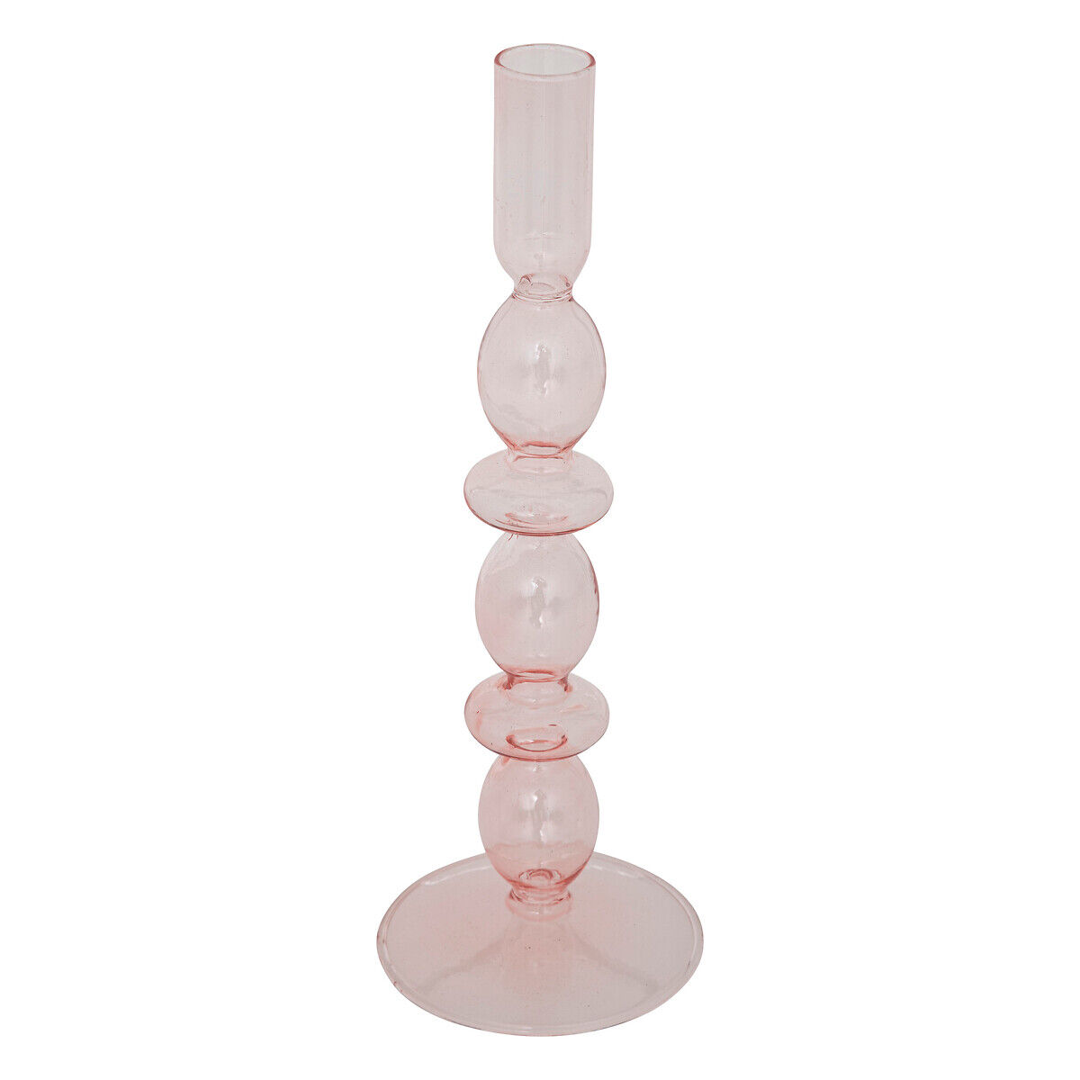 Castiçal BULLES rosa em vidro 25,7cm