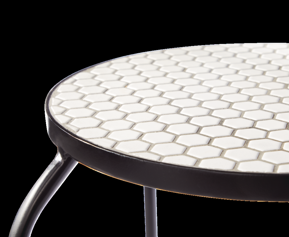 CANVAS Annette Steel Frame Round Outdoor/Patio Side Table w/ Honeycomb Tile, 15x15x17-in