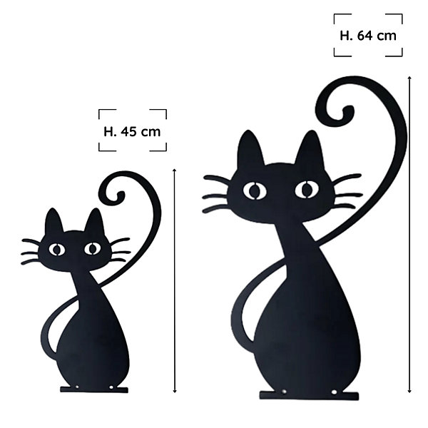Déco jardin : Chat Simone Métal - Noir 45 cm