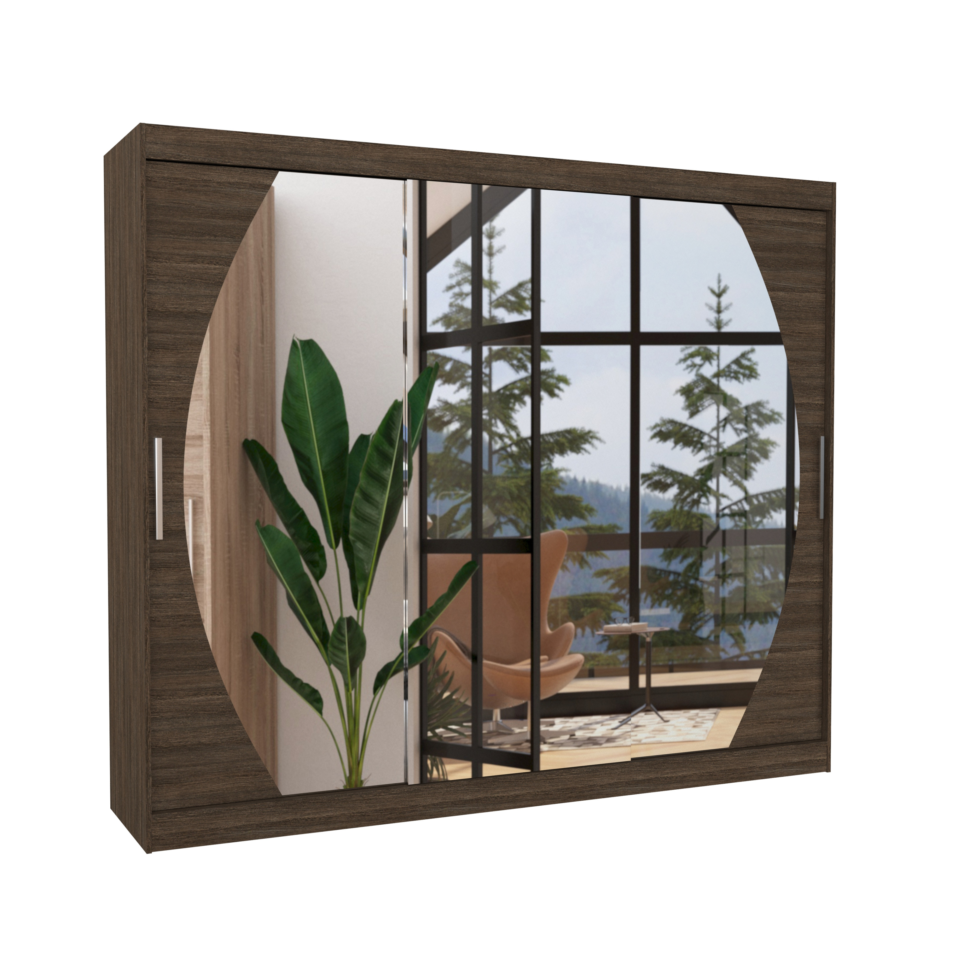 Szafa przesuwna z lustrem CAMBE 250 Choco