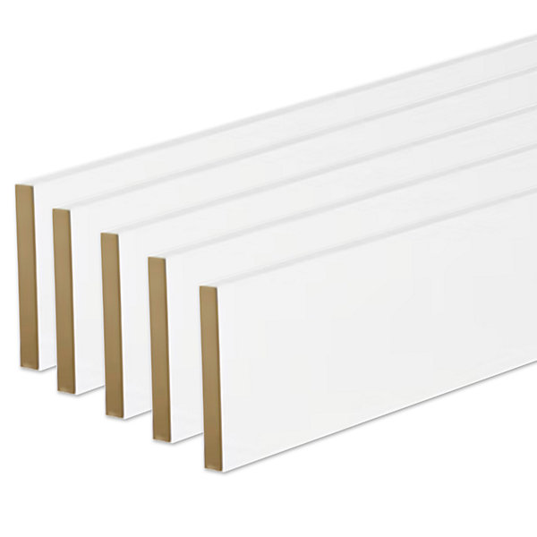 lot de 5 plinthes bord carré MDF revêtues blanc 2200 x 68 x 9 mm