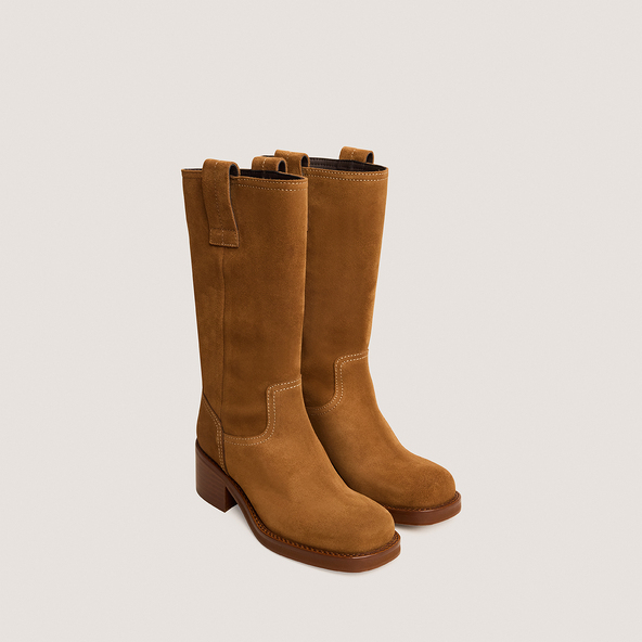 Bottes à bouts rondsen croute tabac | BICHETTE