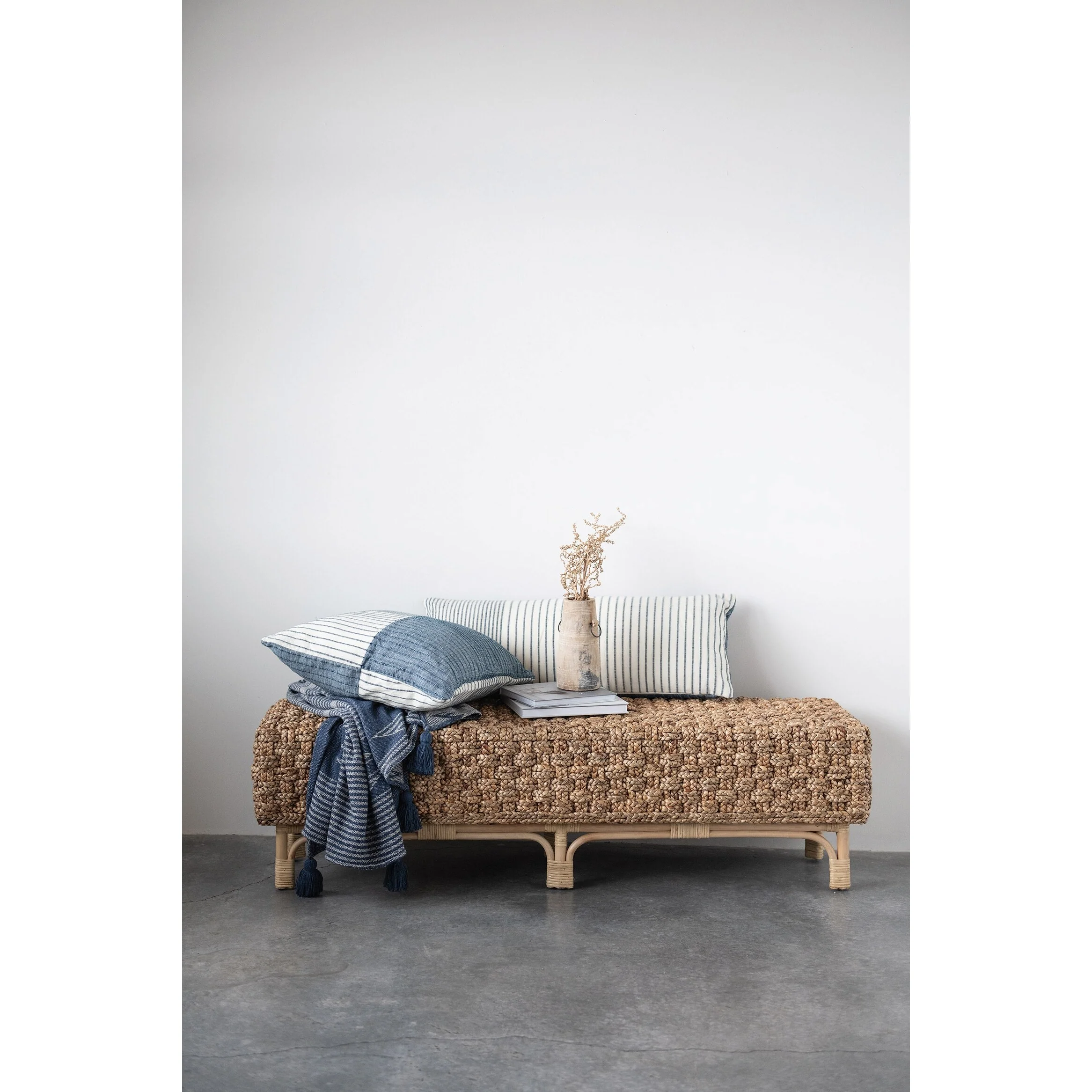 Water Hyacinth and Rattan Bench