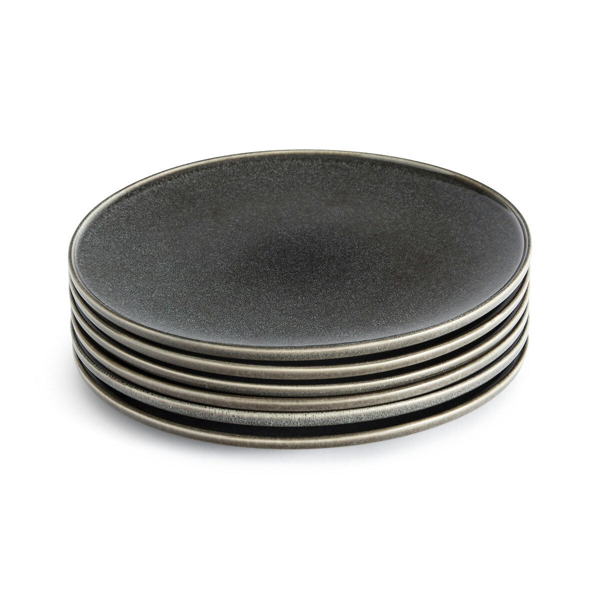 Lot de 6 assiettes plates, en grès, Onda