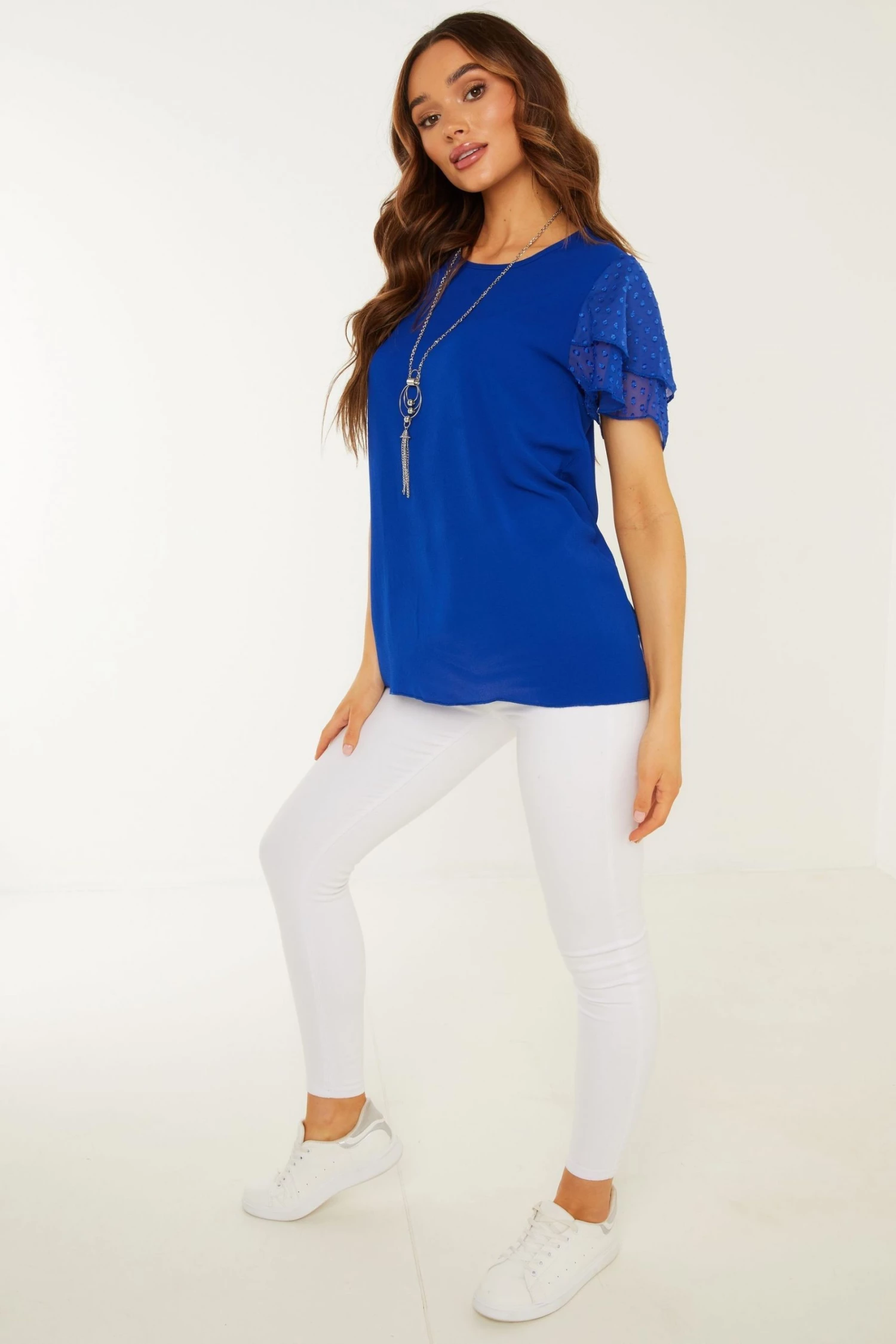 Quiz Blue Boxy Necklace Top