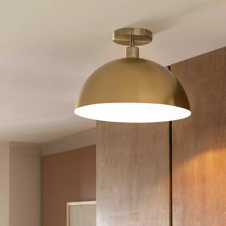 Habitat Steel Mushroom Flush Ceiling Light - Brushed Brass