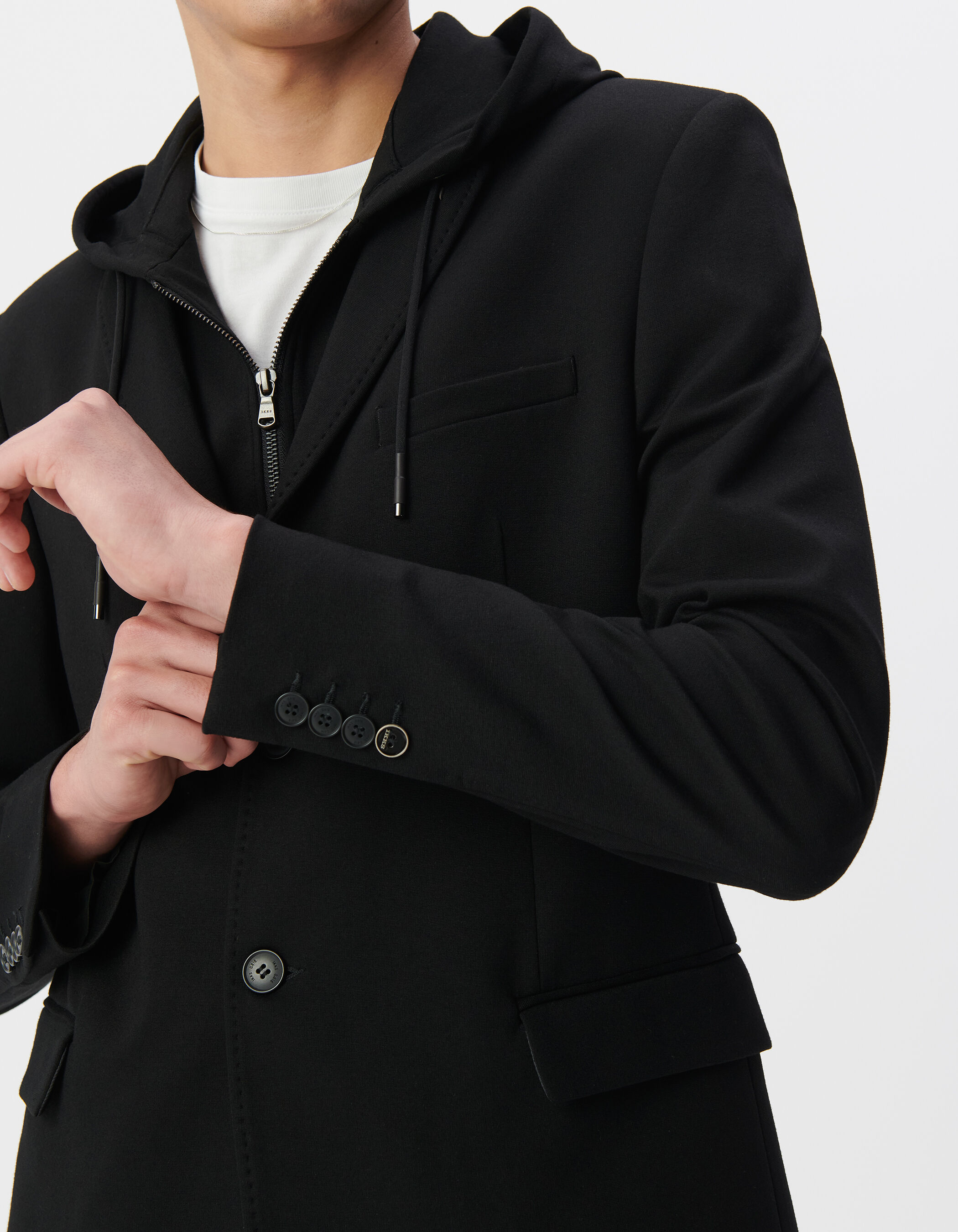 Veste noire Interlock à parementure amovible Homme