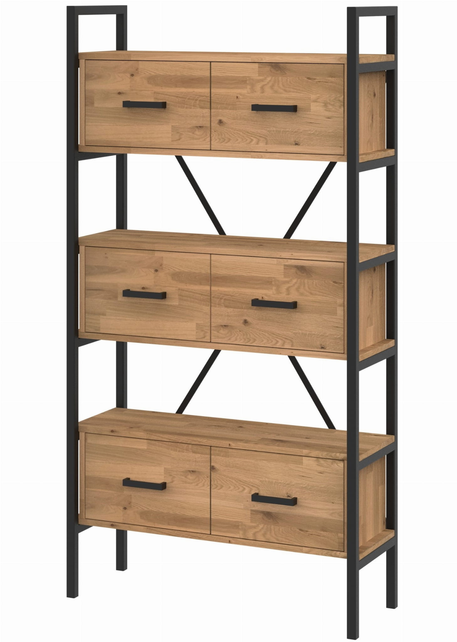 Regał dębowy Medium-Cabinet 190x80x30 cm LOFT z drzwiczkami K1-3