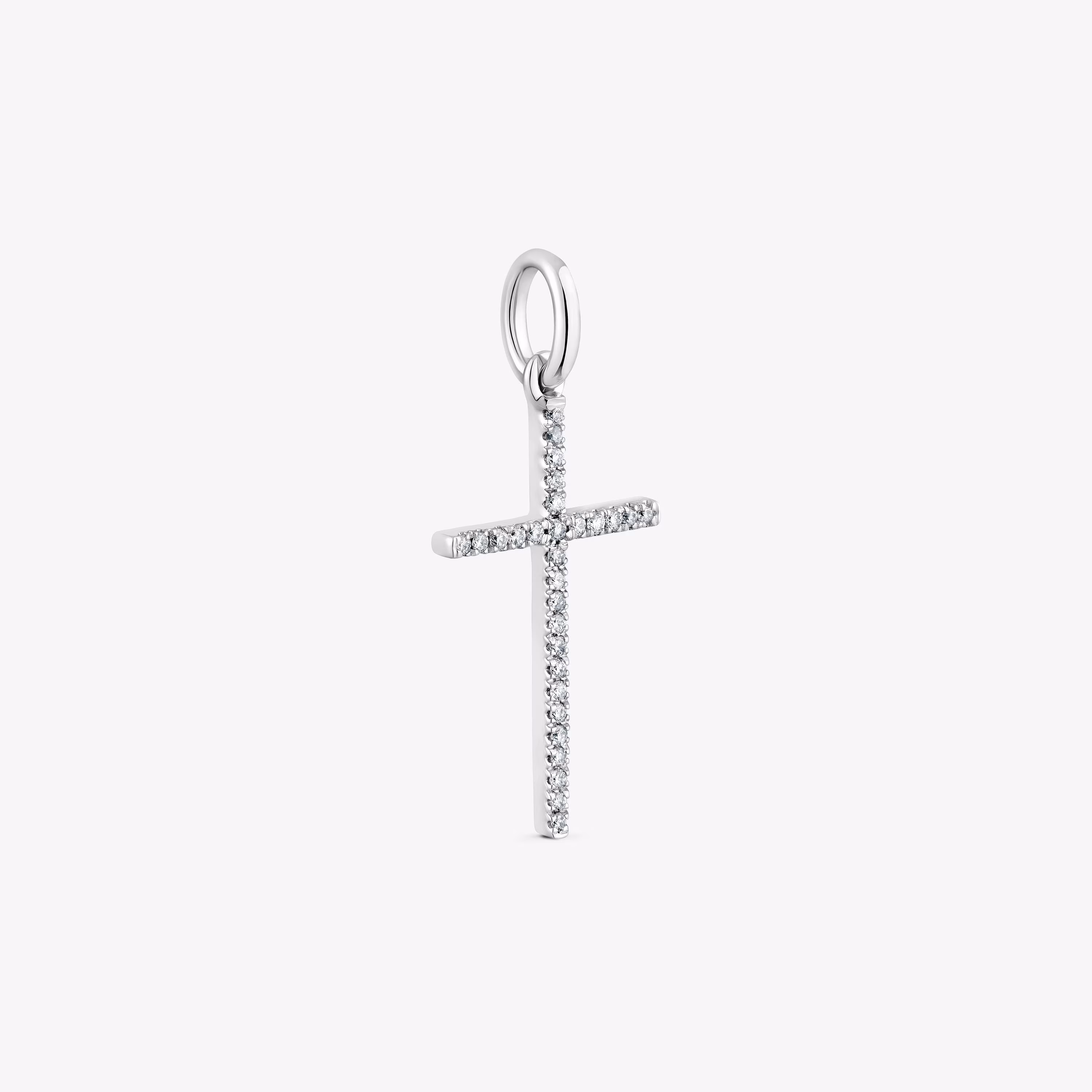 Colgante cruz de oro blanco y diamantes Basics