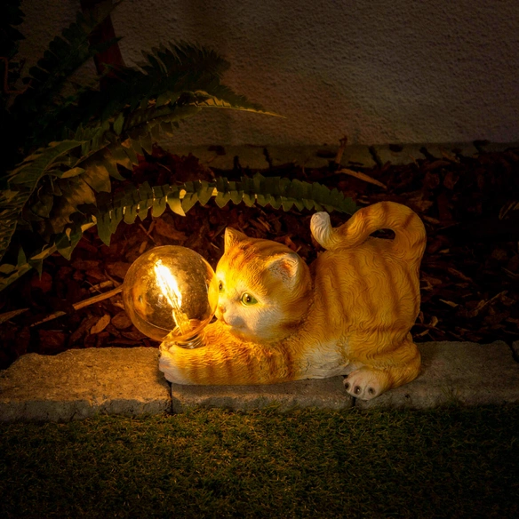 Solarleuchte, Katze, LED, 0,2 Ah, Kunststoff