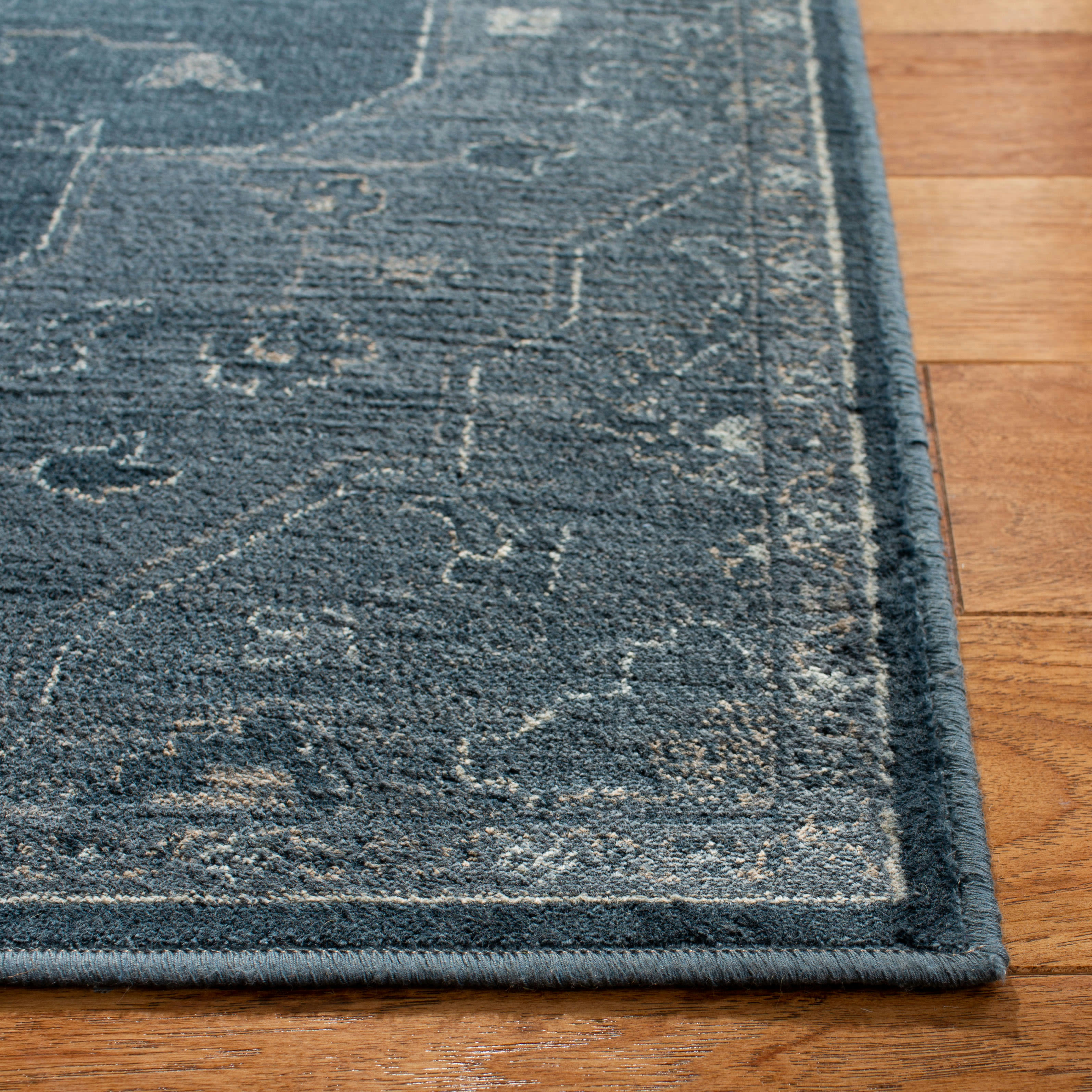 VINTAGE - Tapis d'intérieur en Bleu ciel & Bleu foncé, 122 X 183 cm