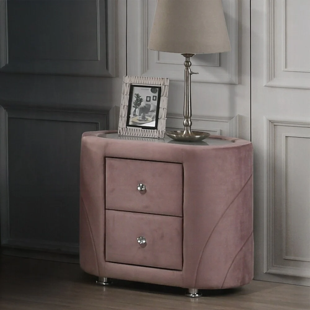 Luxurious Velvet Upholstered Nightstand with Stylish Design for Bedroom