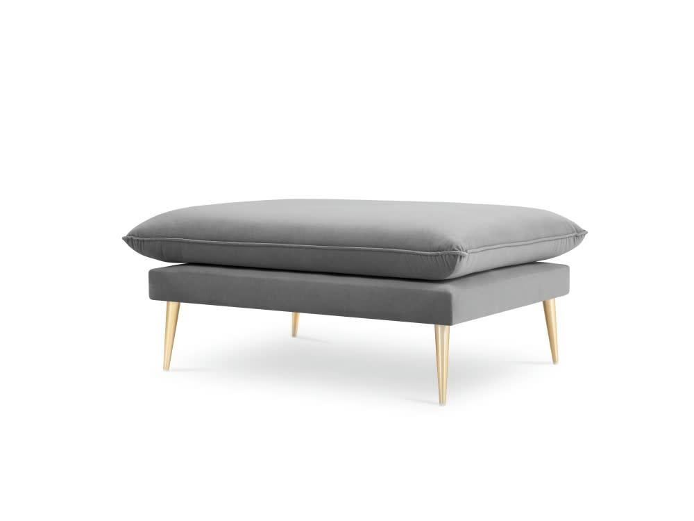 AGATE - Pouf en velours gris clair