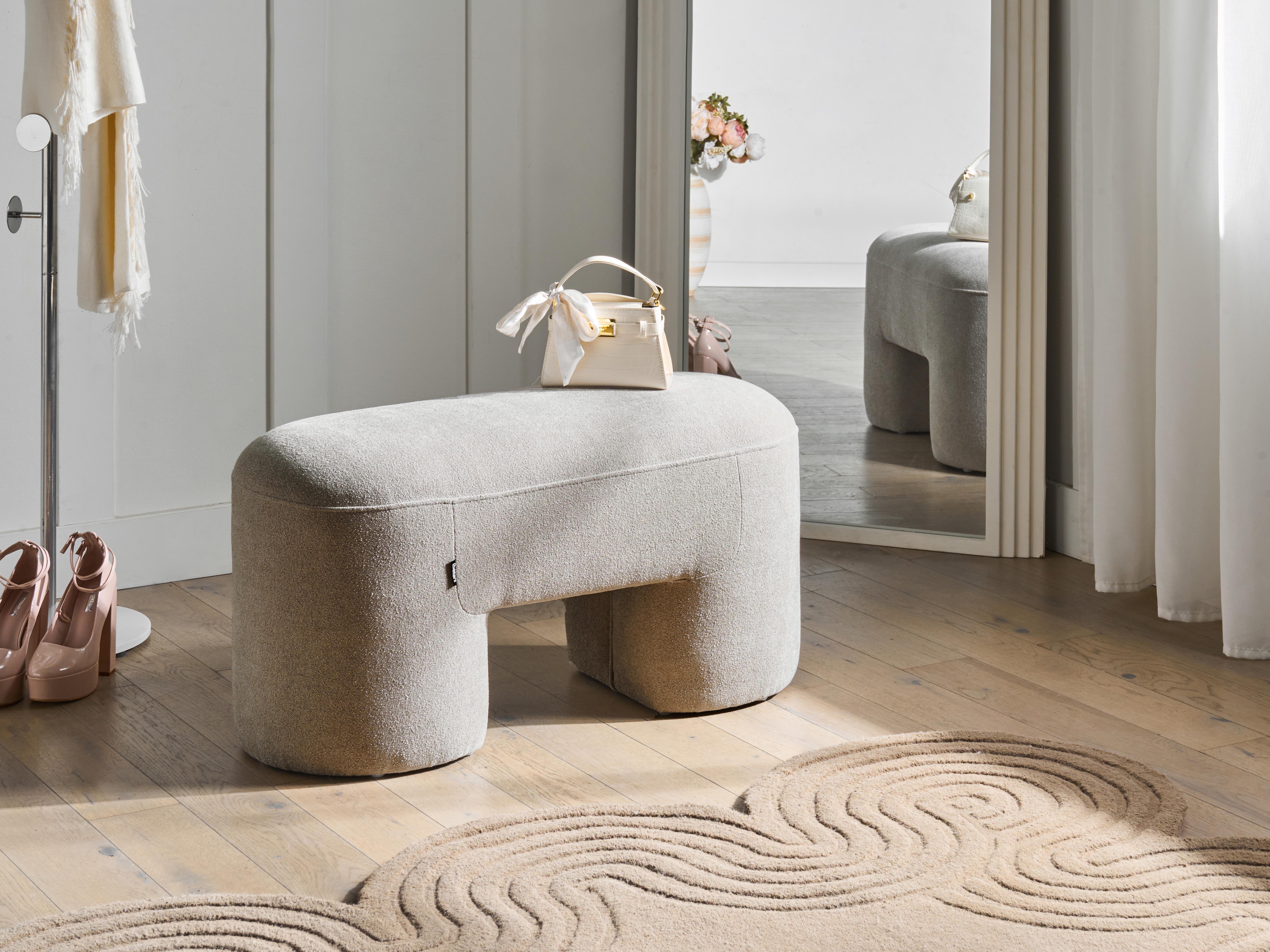 Upholstered Bench DECORAH Boucle Light Beige