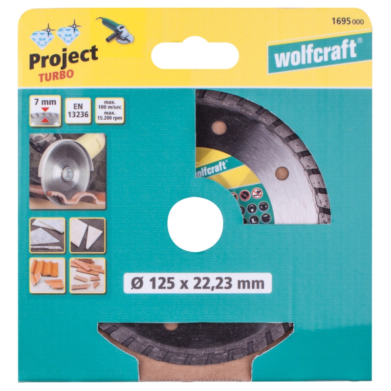 Disque à tronçonner Project Turbo en diamant Ø 125 mm WOLFCRAFT