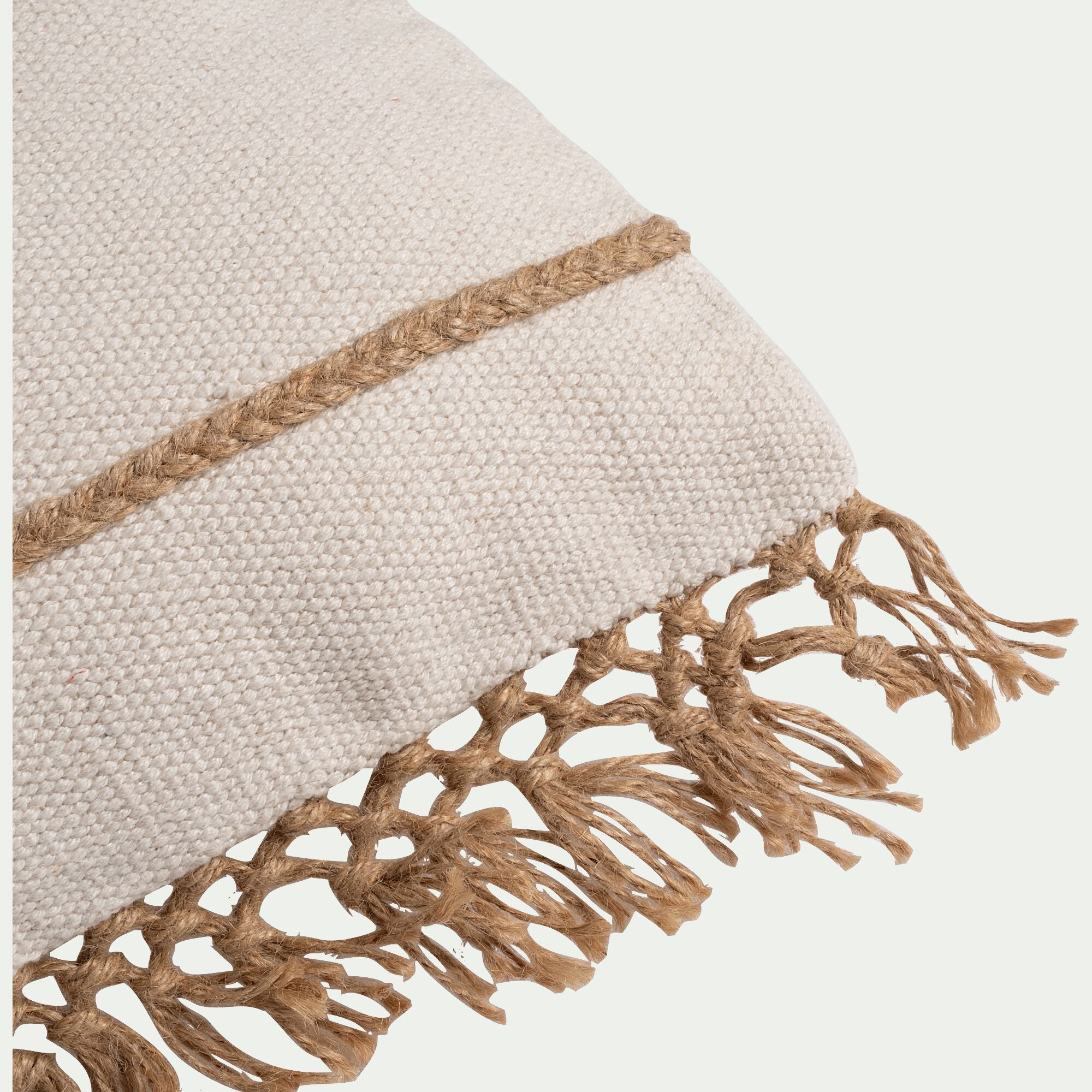 ERICE - Coussin en coton finition franges en jute 45x45cm - Naturel