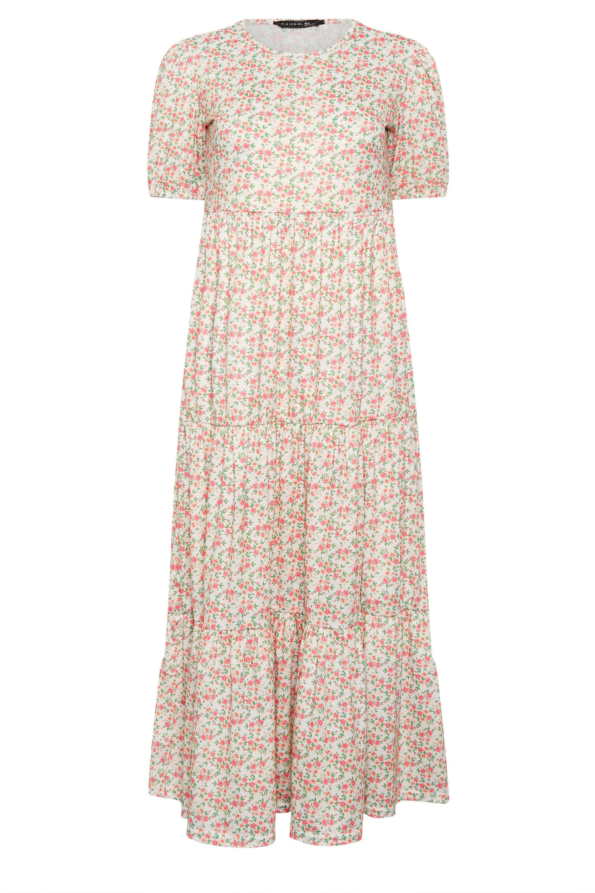 PixieGirl Petite Ditsy Tiered Maxi Dress