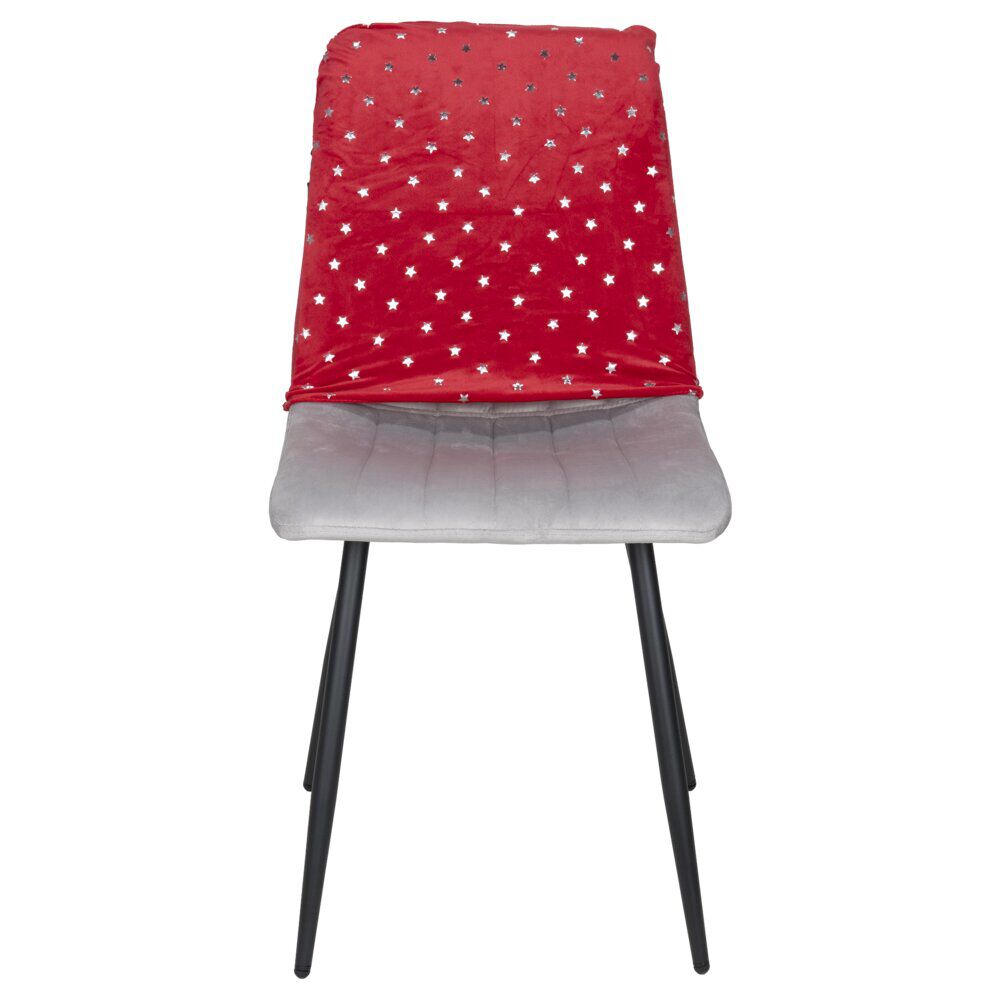 Housse de chaise carrée No&euml;l à pois avec noeud amovible L45X45XH50 cm polyester (2 modèles rouge ou vert)