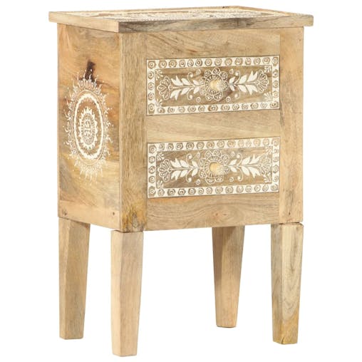 NNEVL Hand Painted Bedside Cabinet 40x30x60 cm Solid Mango Wood