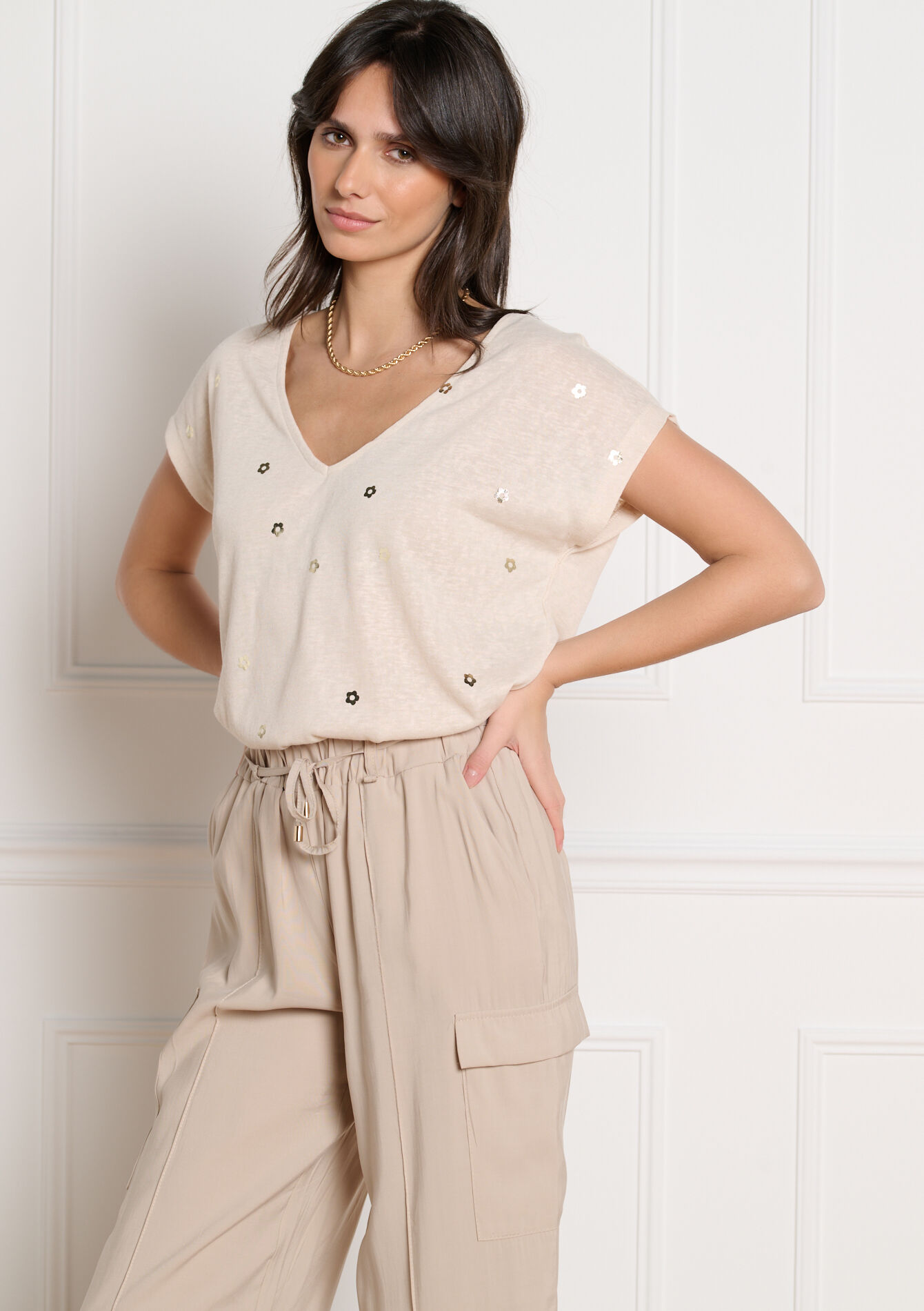 T-shirt met folieprint