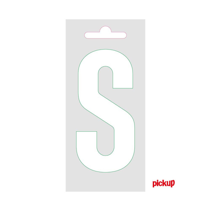 Lettre S adhésive blanche 9 cm PICKUP