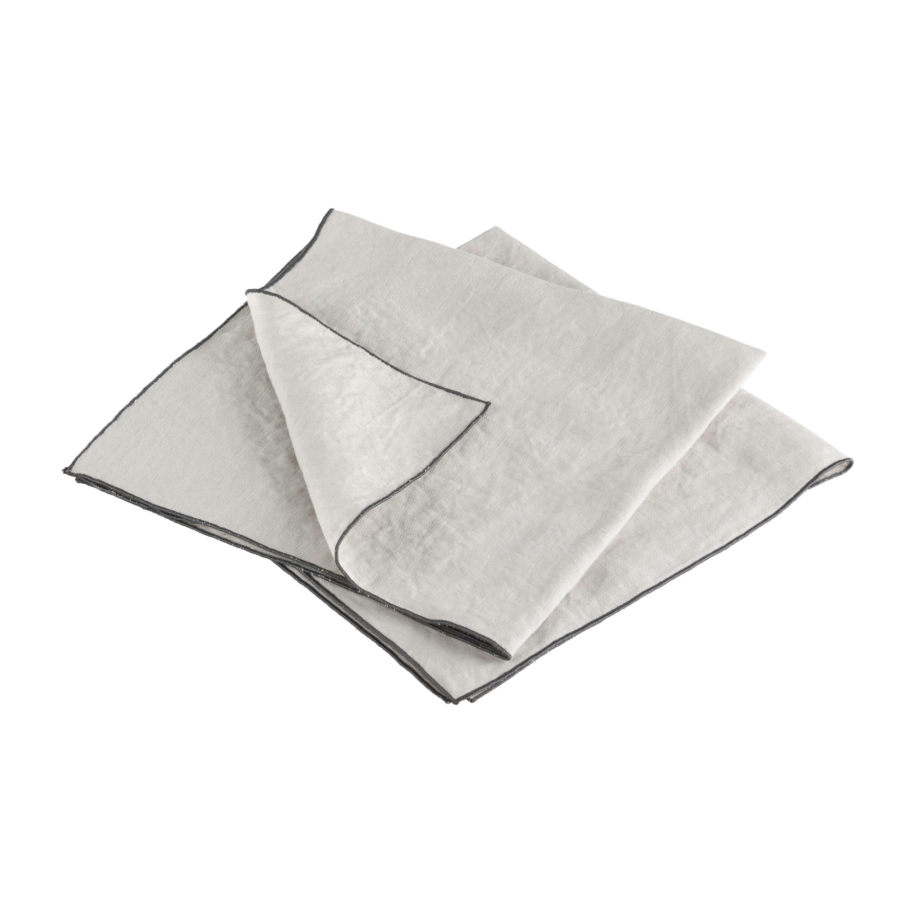 AUTOUR DU LIN - Lot de 2 serviettes de table en lin lavé 45x45cm Lin-anthracite