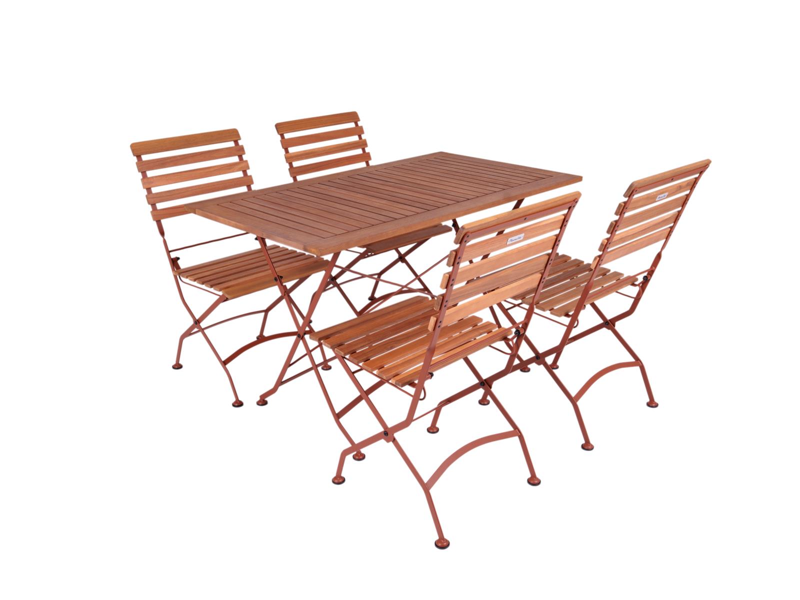 MaximaVida inklapbare acacia tuinset Toscana 120 cm roestbruin - stoelen zonder armleuning