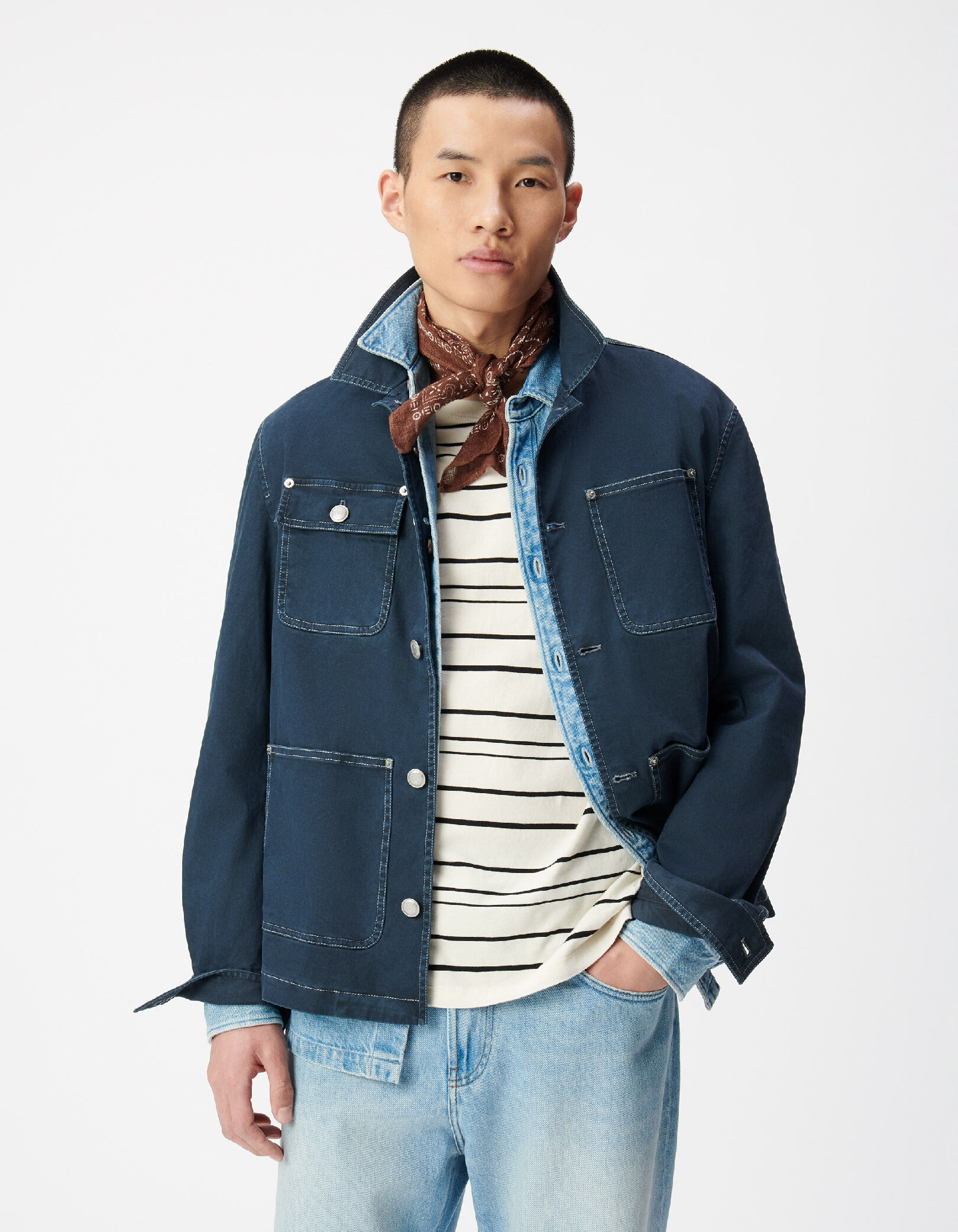 Veste saharienne bleu foncé multipoches Homme