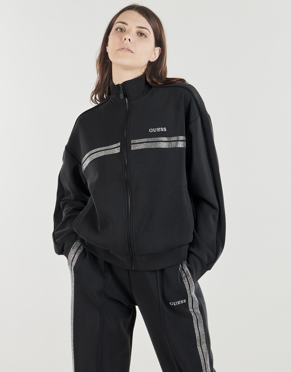 Guess - BERTHE HIGH NECK FULL-ZIP - Black