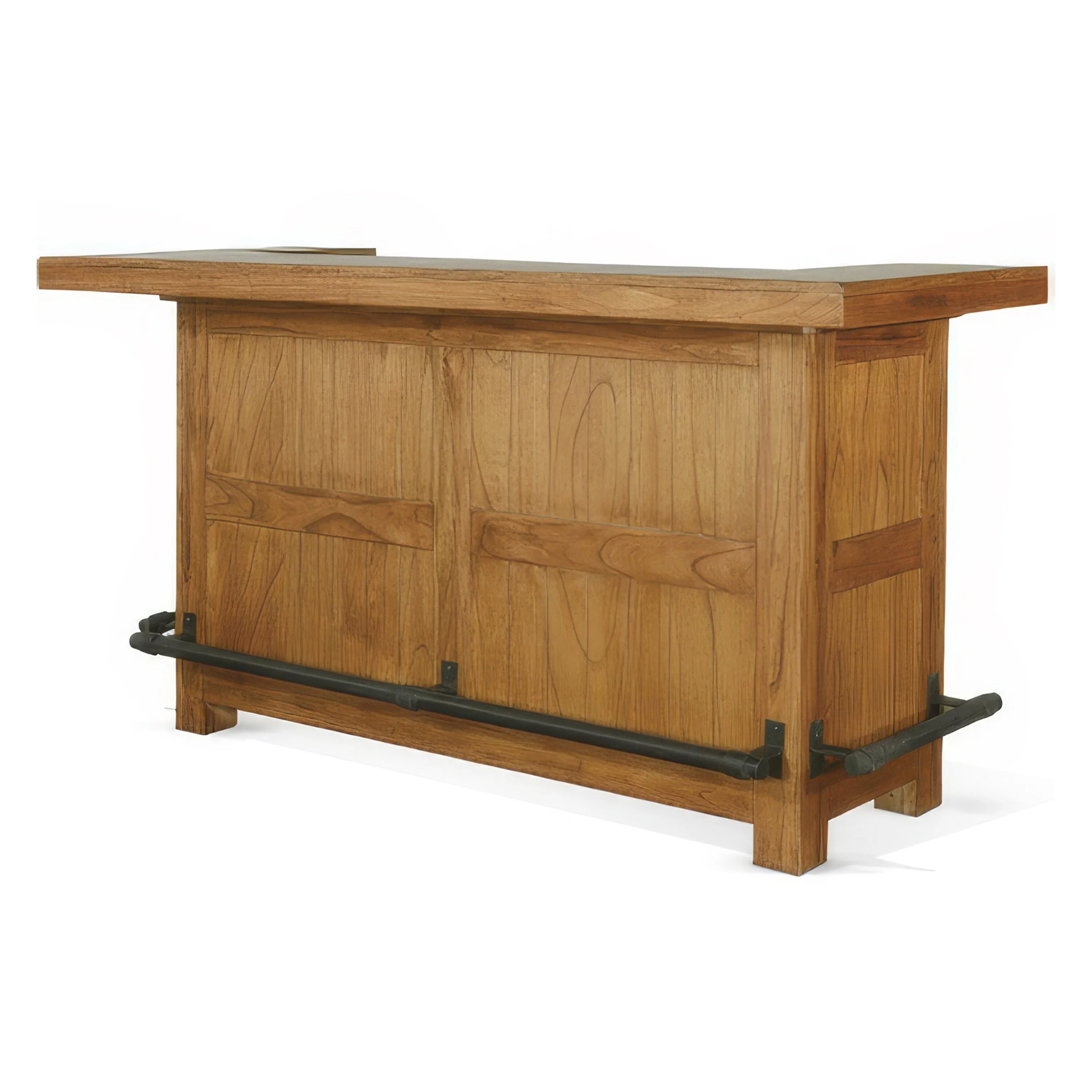 Marv Bar Cabinet Table, Shelves, Wine Rack, Rustic Oak Brown, 80 Inch