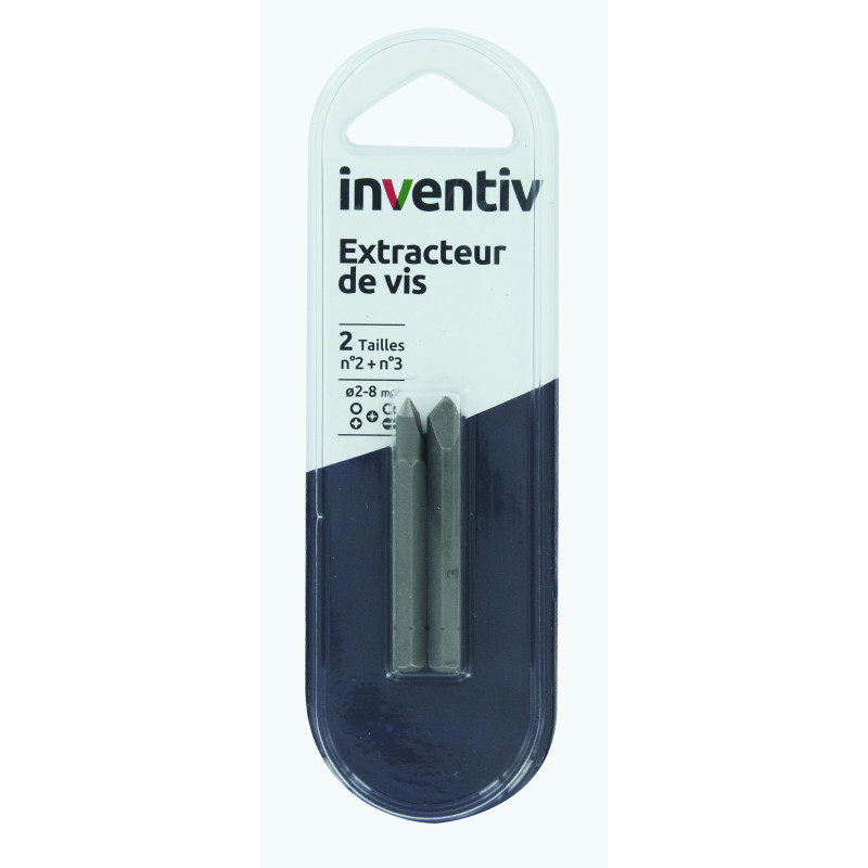 Extracteur de vis endommagées Ø 2 - 8 mm 2 pièces INVENTIV