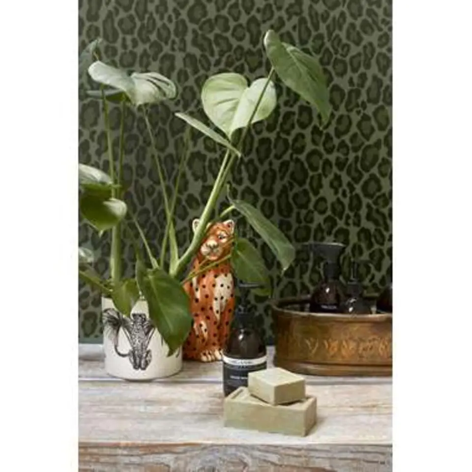 ESTAhome behang - panterprint - donkergroen - 0.53 x 10.05 m