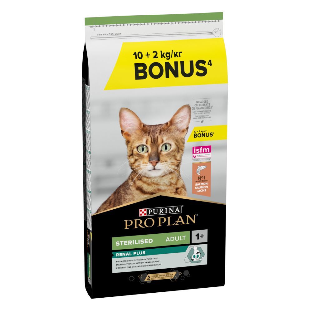 12kg PURINA PRO PLAN Sterilized Adult Dry Cat Food - 10kg + 2kg Free! *